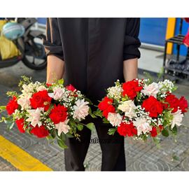 Đĩa hoa hồng đỏ mix hồng kem (1 đĩa) - ĐH37