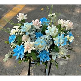 Đĩa hoa tone xanh dương - ĐH38