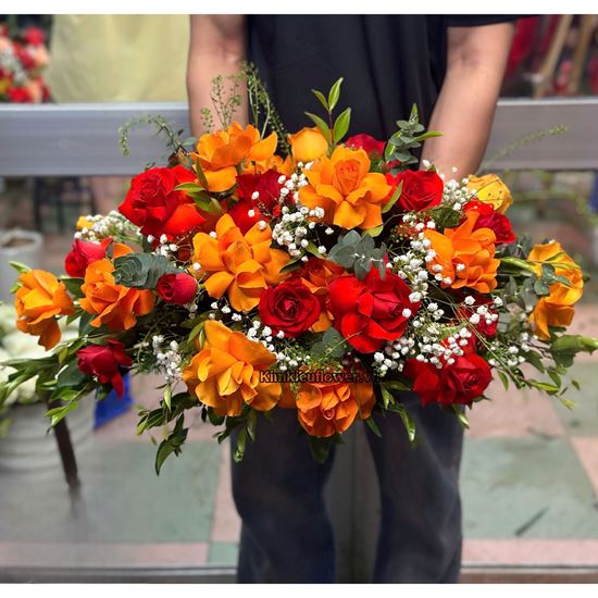 Đĩa hoa hồng đỏ, hồng cam - ĐH40