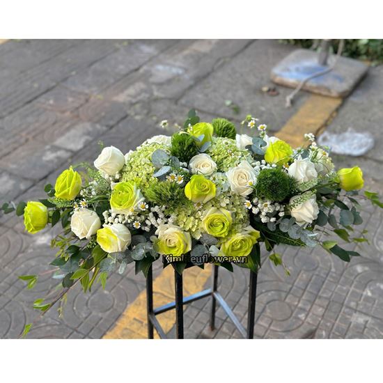 Đĩa hoa tone xanh lá - ĐH42