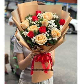 Bó hoa hồng mỡ gà mix hồng đỏ - HB927