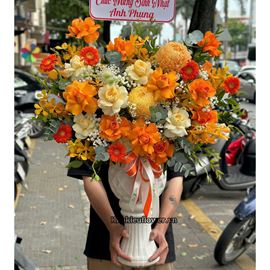 Bình hoa chúc mừng tone cam - BI330