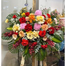 Đĩa hoa cúc mẫu đơn mix hoa hồng - ĐH43