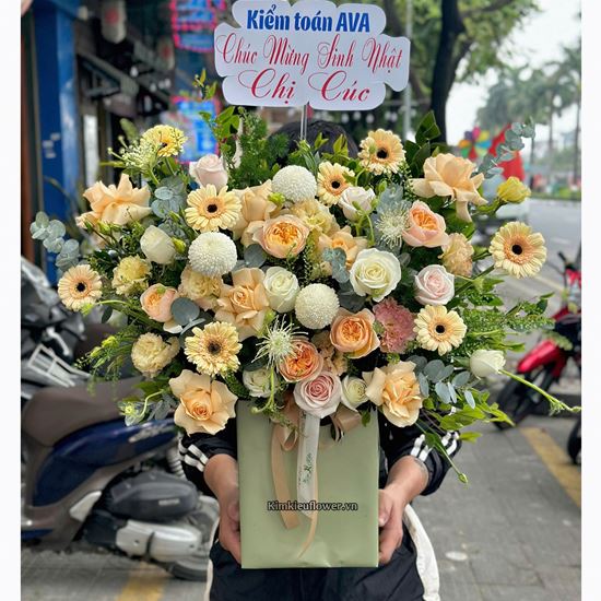 giỏ hoa chúc mừng hồng juliet mix các loại - HG846