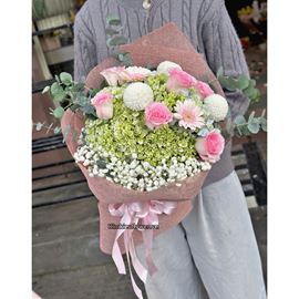 Bó hoa cẩm tú cầu mix hoa hồng lạc thần - HB840