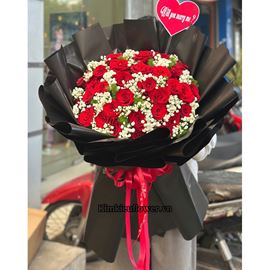 Bó hoa hồng đỏ eku điểm baby - HB841