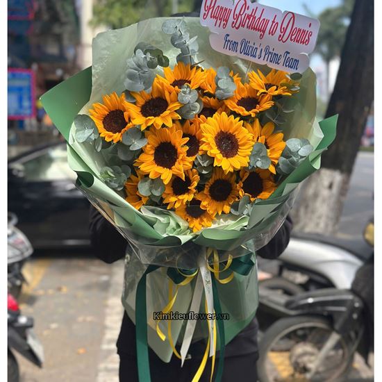 Bó hoa hướng dương mix lá bạc - HB842