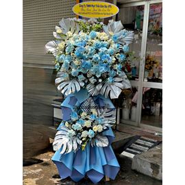 Kệ hoa chúc mừng tone xanh dương - KH407