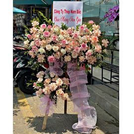 Kệ hoa hồng hỷ mix hồng lạc thần, cát tường - KH409