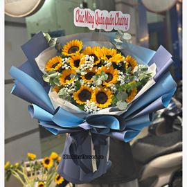 Bó hoa hướng dương mix lá bạc - HB845