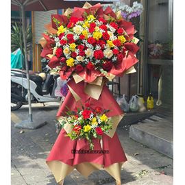 Kệ hoa hồng tone đỏ vàng - KH414