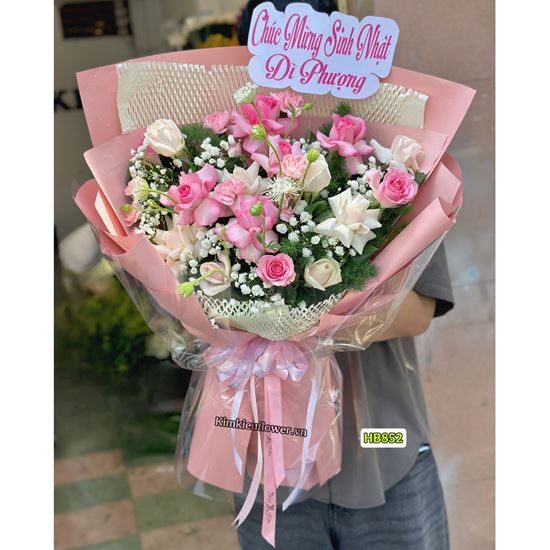 Bó hoa tone hồng mix hồng kem - HB852