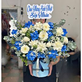 Hộp hoa tone xanh dương - HG881