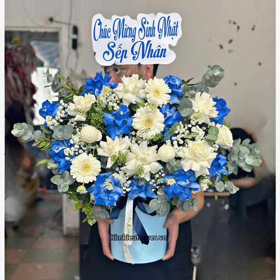 Hộp hoa tone xanh dương - HG881