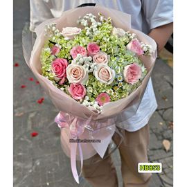 Bó hoa cẩm tú cầu mix hoa hồng - HB853