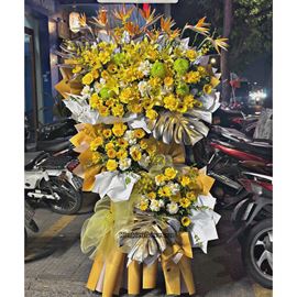 Kệ chúc mừng tone vàng mix thiên điểu - KH419