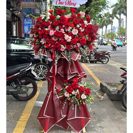 Kệ hoa chúc mừng TONE ĐỎ MIX HỒNG - KH420